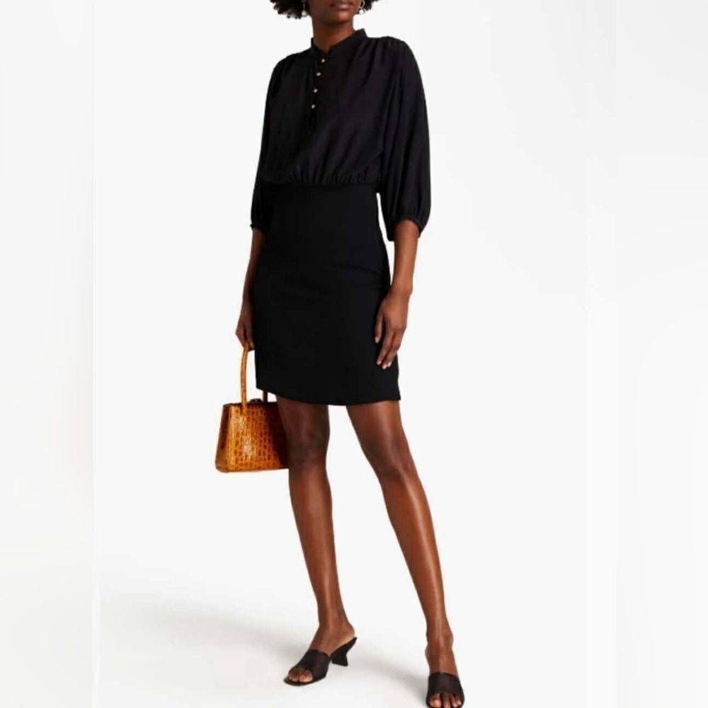 NWT $435 VANESSA BRUNO Navea Black Silk Dress Size FR36 US 4 Small